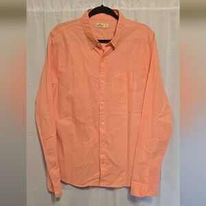 Men's Hollister Peach Color Button-Down Shirt Large